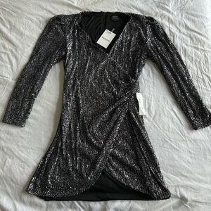 NWT Bardot Sequin Wrap Mini Dress